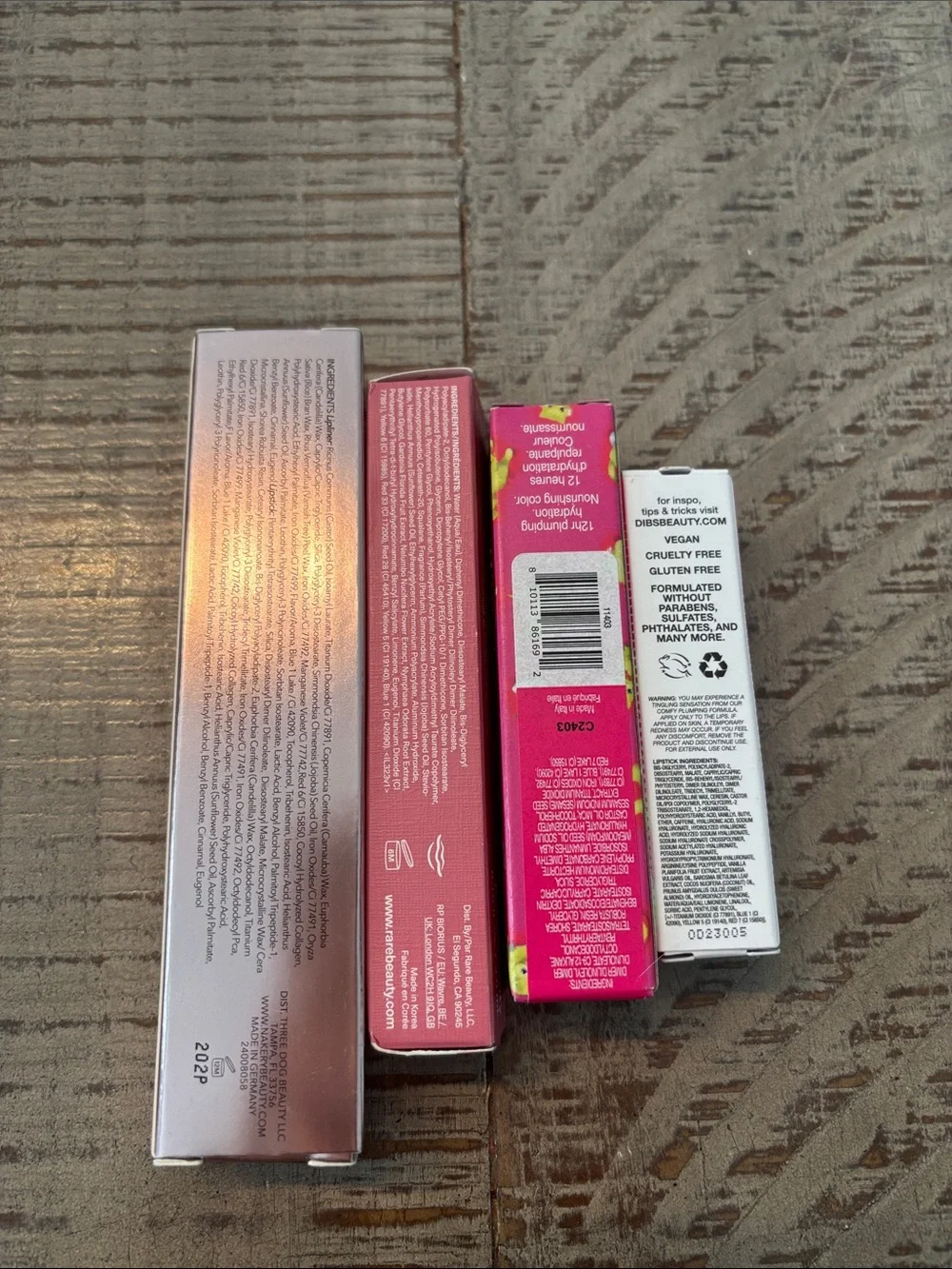 New Nakery, Rare Beauty, Half Magic, and Dibs 4 piece lip bundle